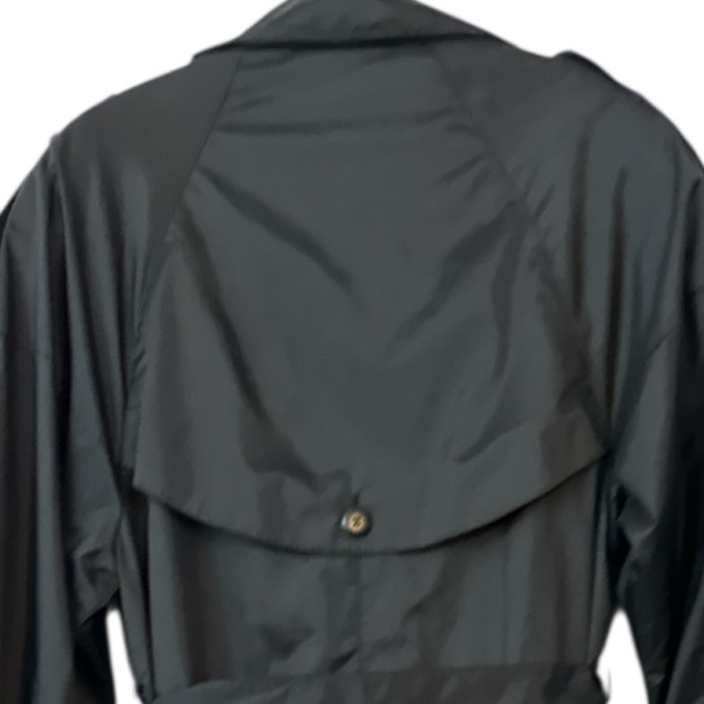 Shiny Black Belted Trench Rain Coat Vintage 90’s Crest Hollow  women’s size 11‎ - Picture 4 of 9